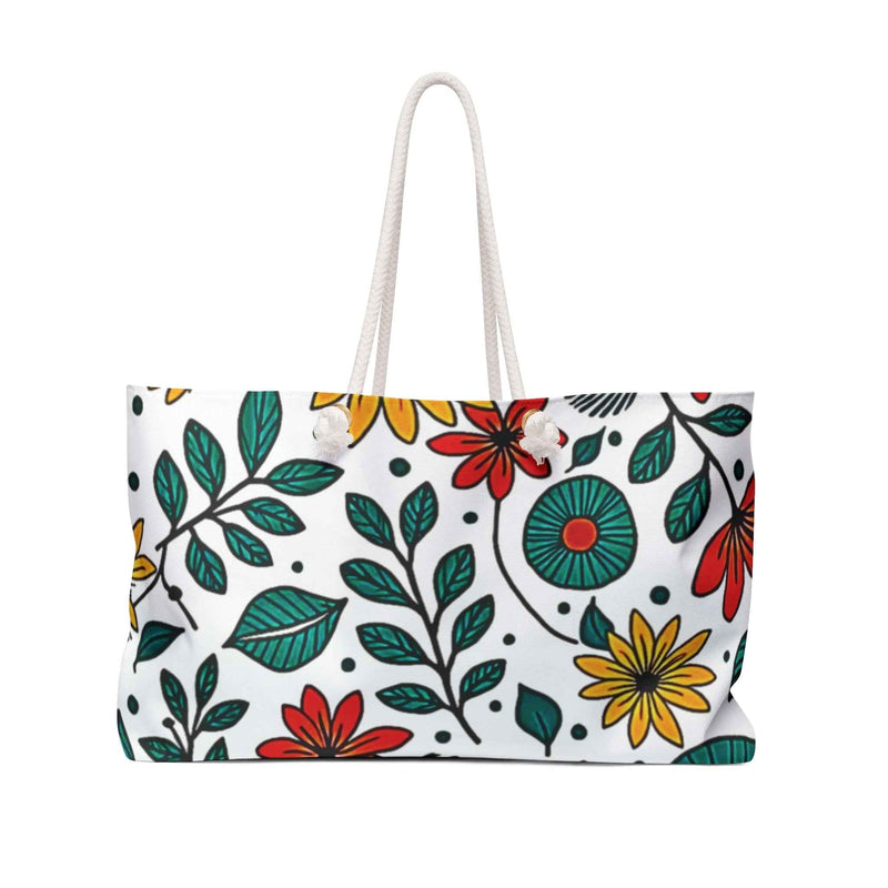 Colorful Floral Pattern Weekender Bag | Spring Flower Large Tote Bag-1