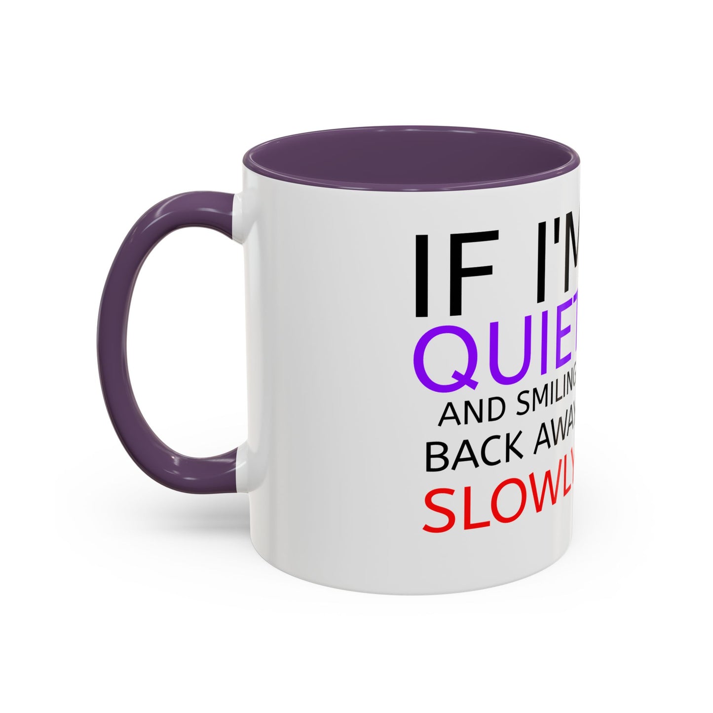 If I'm Quiet Smiling Back Away Slowly Mug | Accent Coffee Mug, Black Handle