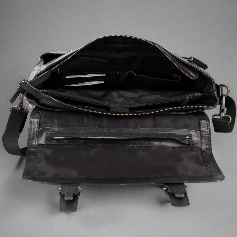 MET Premium Leather Laptop Bag. Messenger Briefcase with Detachable Shoulder Strap-3