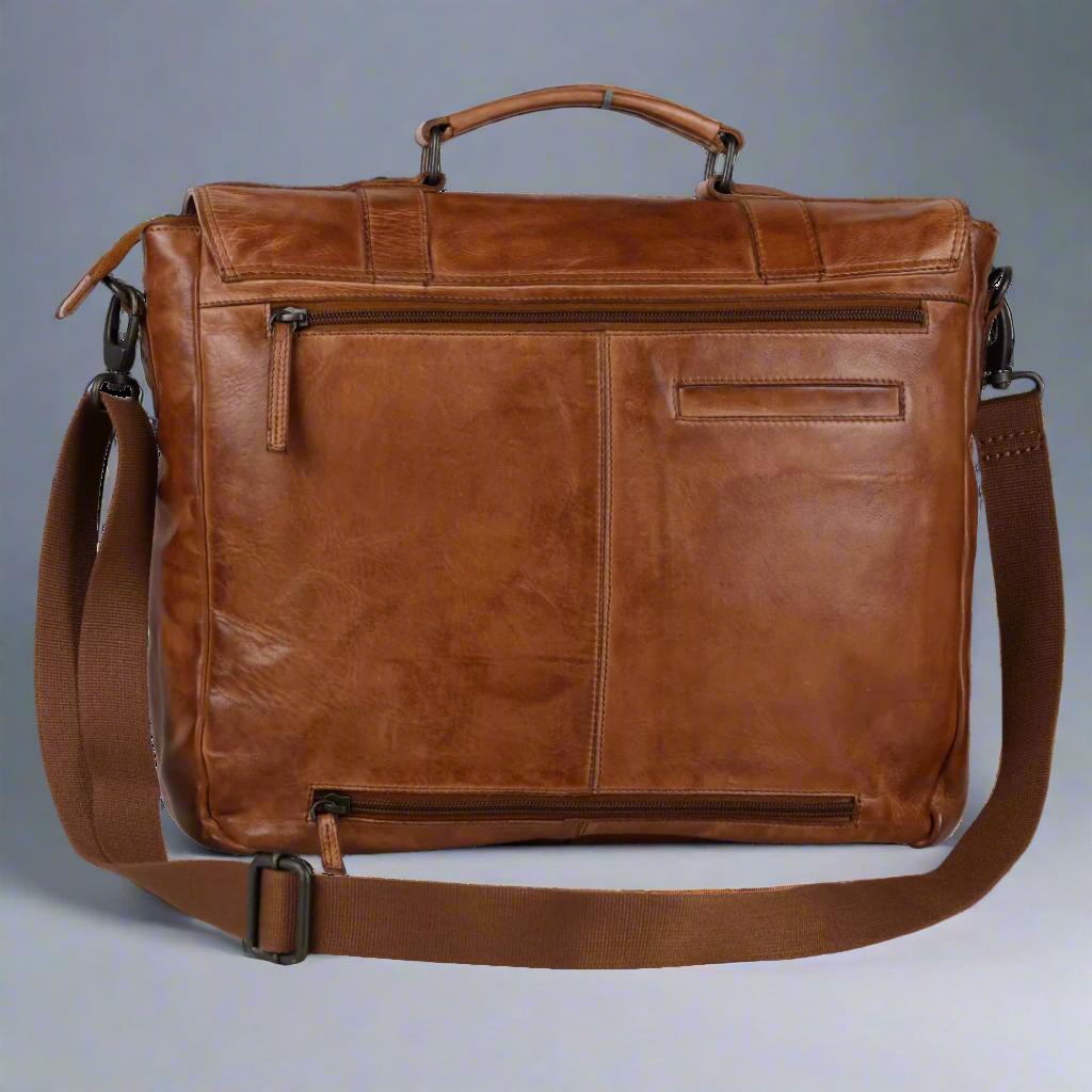 MET Premium Leather Laptop Bag. Messenger Briefcase with Detachable Shoulder Strap-5