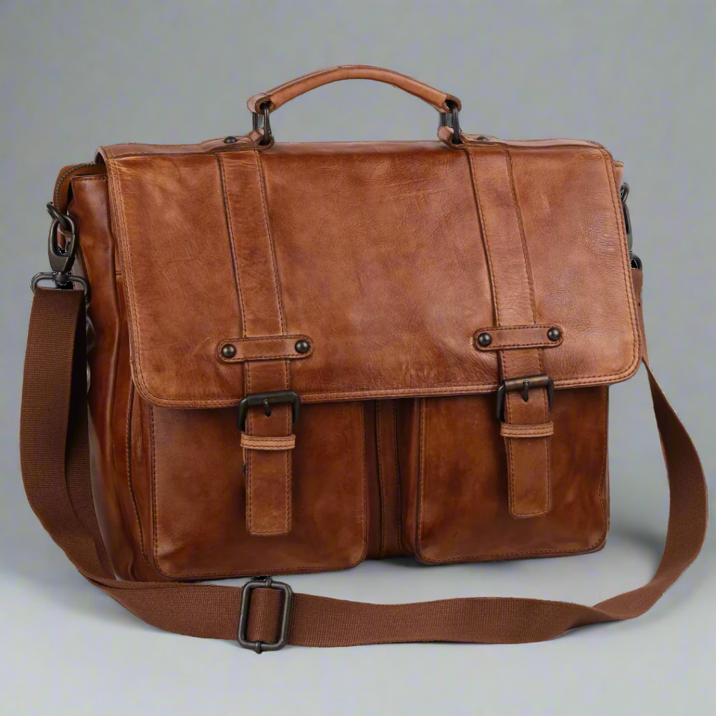 MET Premium Leather Laptop Bag. Messenger Briefcase with Detachable Shoulder Strap-7