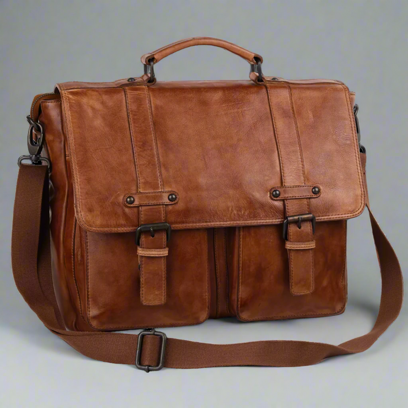 MET Premium Leather Laptop Bag. Messenger Briefcase with Detachable Shoulder Strap-7