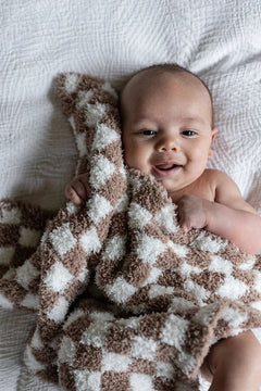 Chocolate Milk & White Check Print Lovey-2