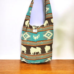 Brown and Turquoise white Buffalo Crossbody Bag-5