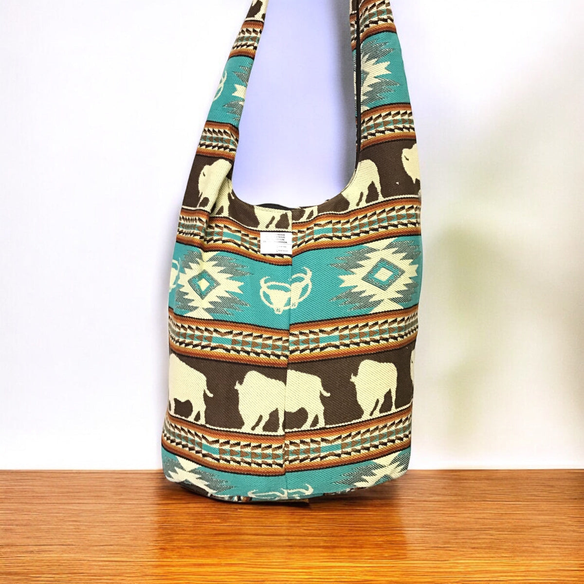 Brown and Turquoise white Buffalo Crossbody Bag-5