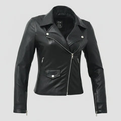 Women’s Lightweight Leather Fashion Jacket | Soft Naked Cowhide Casual Moto Style-15