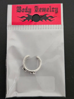 Silver-Tone Filigree Vine & Thorn Ear Cuff with Black Crystal Accents-2