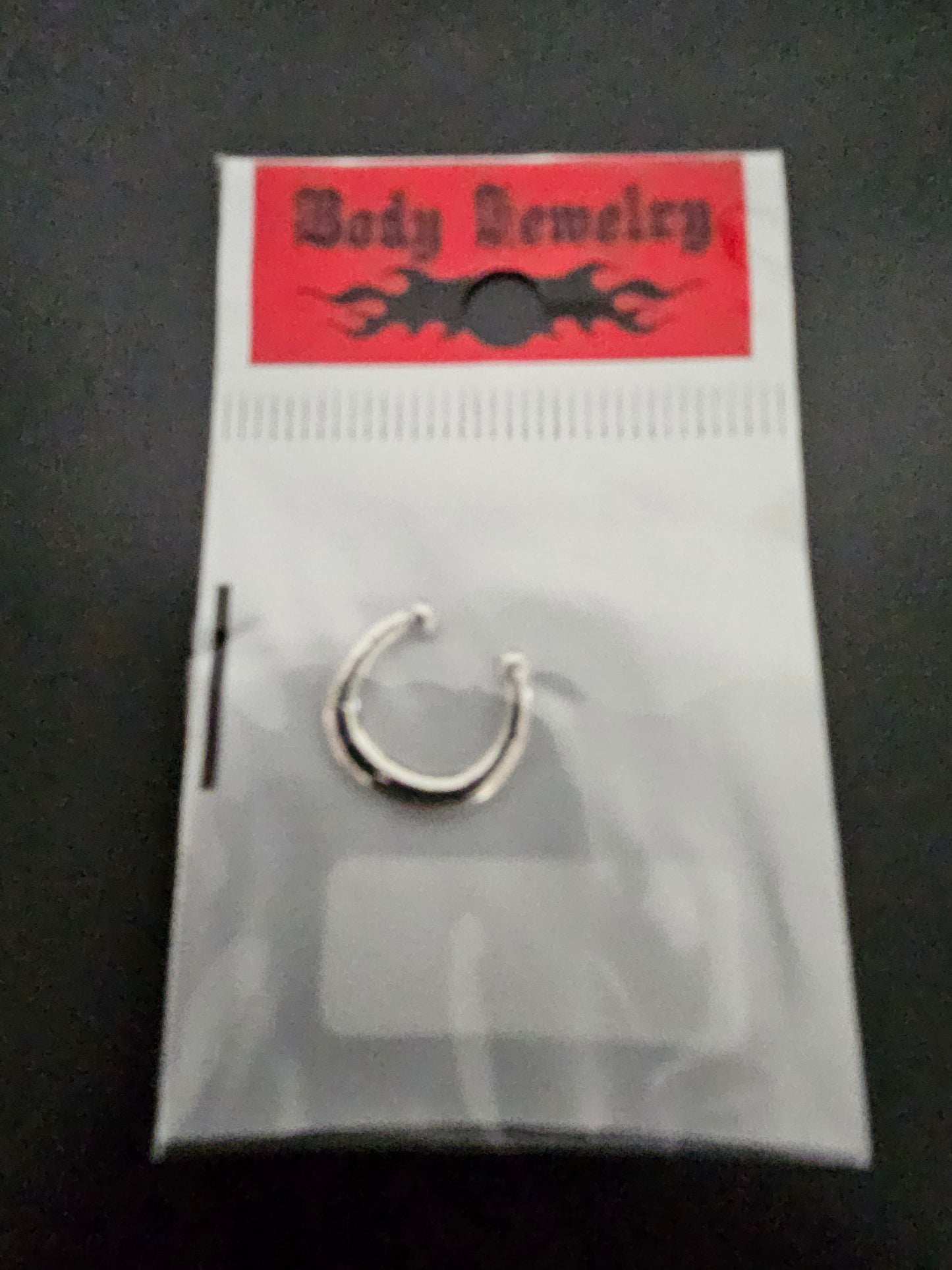 Silver-Tone Horseshoe Clip-On Fake Septum Ring with Terminal Beads