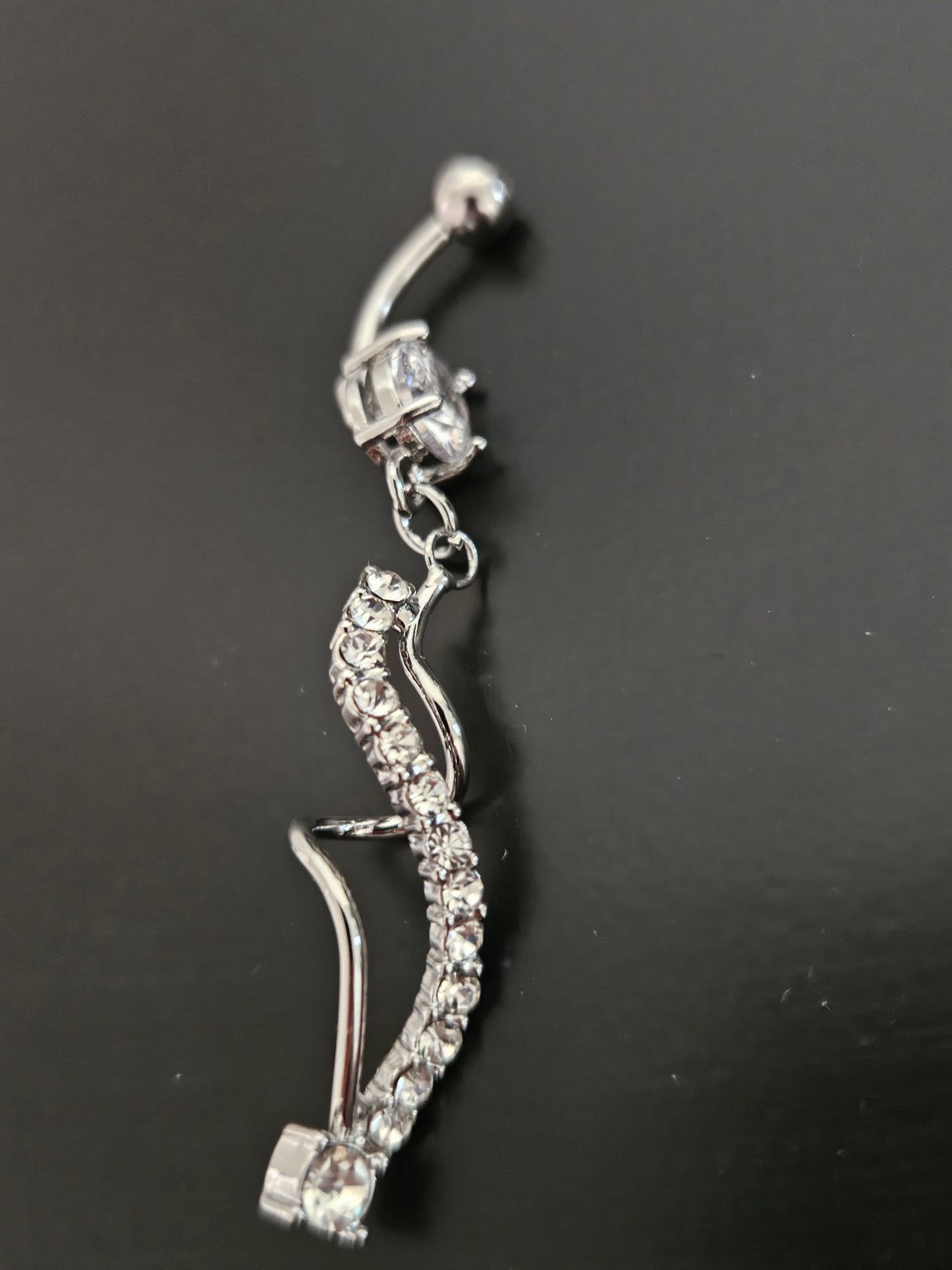 Surgical Steel CZ Snake Dangle Navel Ring