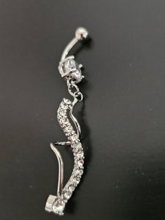 Surgical Steel CZ Snake Dangle Navel Ring-1