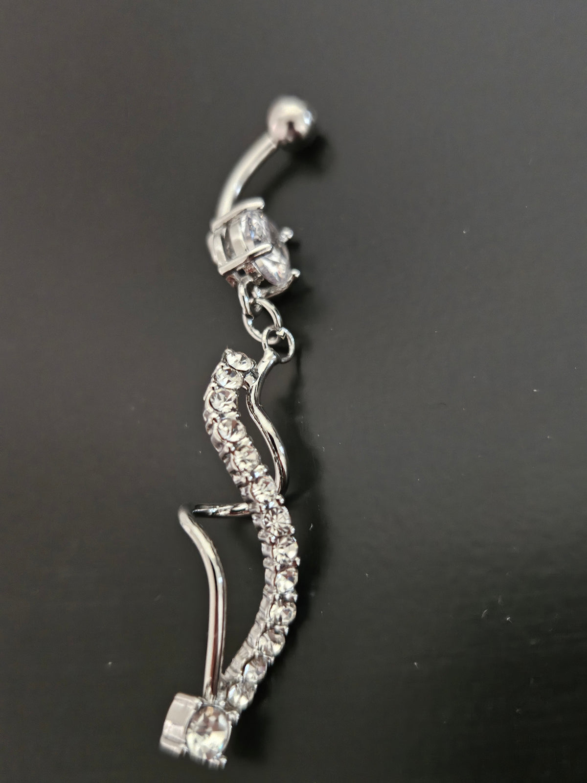 Surgical Steel CZ Snake Dangle Navel Ring