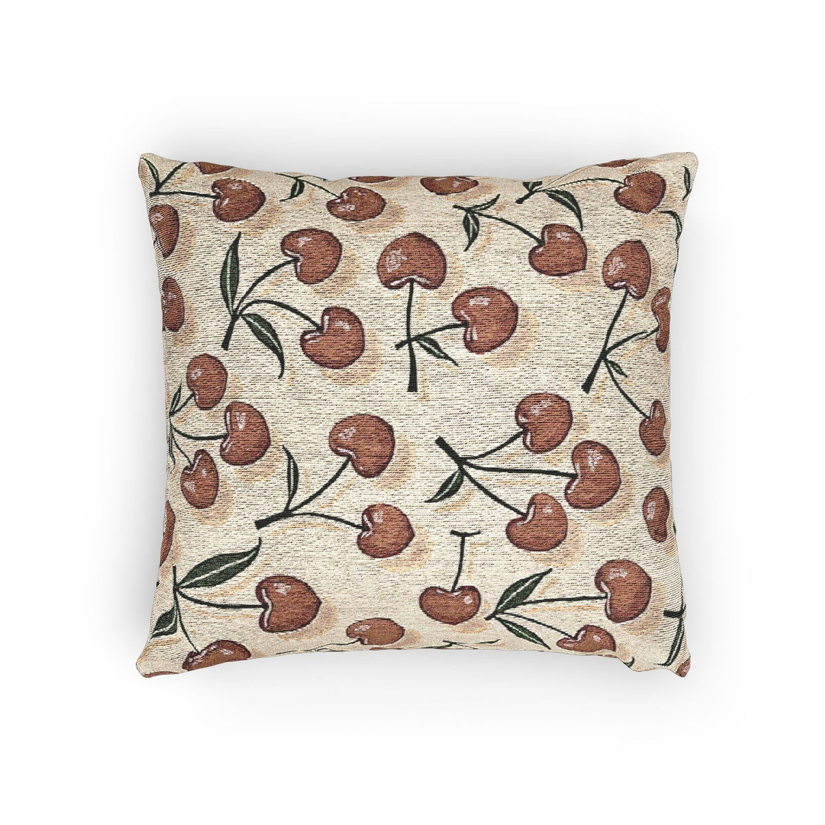 Cherry Pattern Woven Pillow — Rustic Farmhouse Decorative Throw Cushion-5
