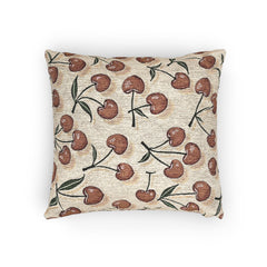 Cherry Pattern Woven Pillow — Rustic Farmhouse Decorative Throw Cushion-5