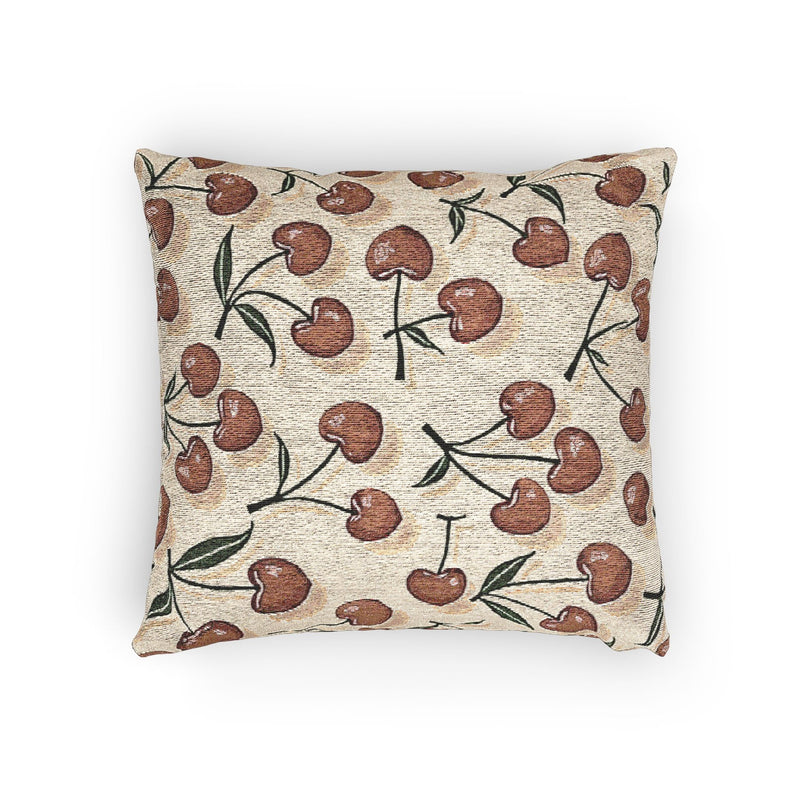 Cherry Pattern Woven Pillow — Rustic Farmhouse Decorative Throw Cushion-5