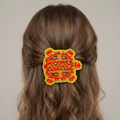 Beaded turtle Barrette Yellow accent-1