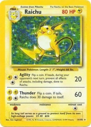Raichu 14/102 - Base Set Holofoil-1