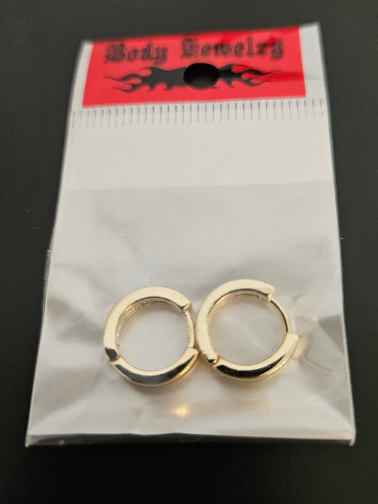 Polished Yellow Gold Pavé-Set Crystal Huggie Hoop Earrings