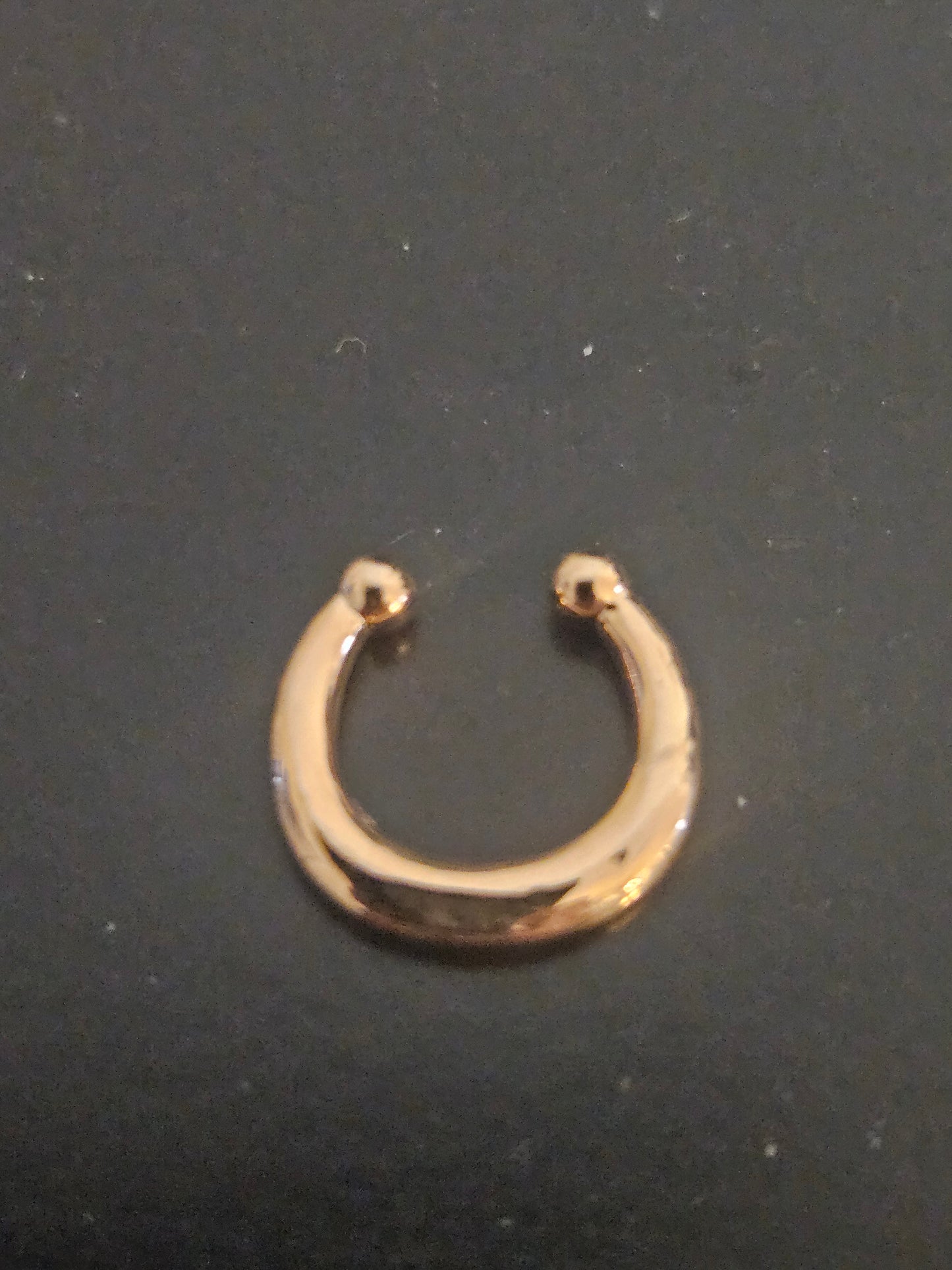 Rose Gold-Tone Horseshoe Clip-On Fake Septum Ring with Terminal Beads