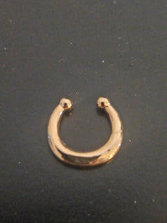 Rose Gold-Tone Horseshoe Clip-On Fake Septum Ring with Terminal Beads-2