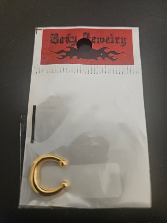 Rose Gold-Tone Horseshoe Clip-On Fake Septum Ring with Terminal Beads