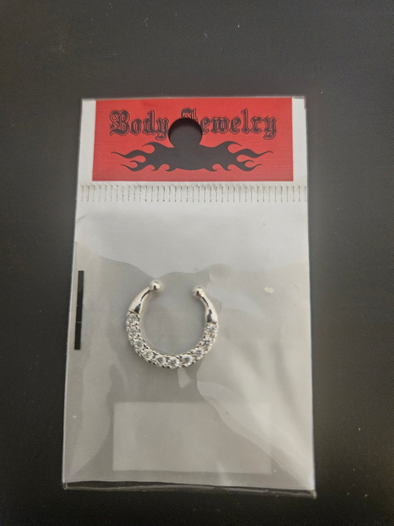 Silver-Tone Pavé CZ Arch Septum Clicker Ring-1