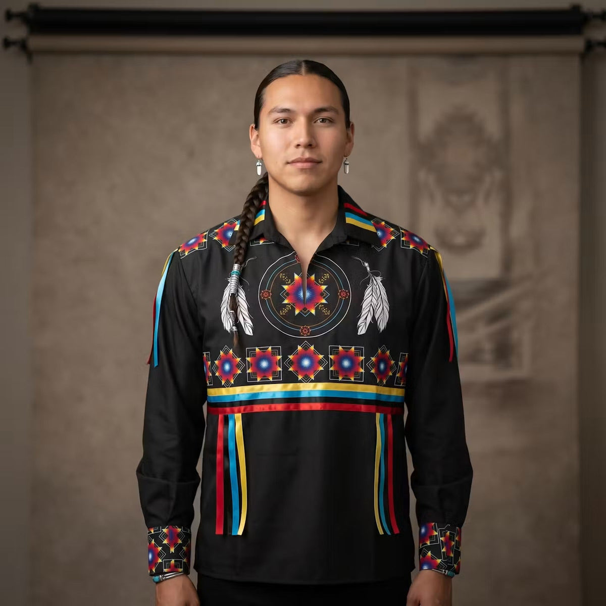 Ribbon Shirt with feathers-10