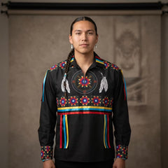 Ribbon Shirt with feathers-10