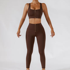 Women’s Ribbed One-Shoulder Yoga Set – Backless Sports Bra & Yoga Pants-6