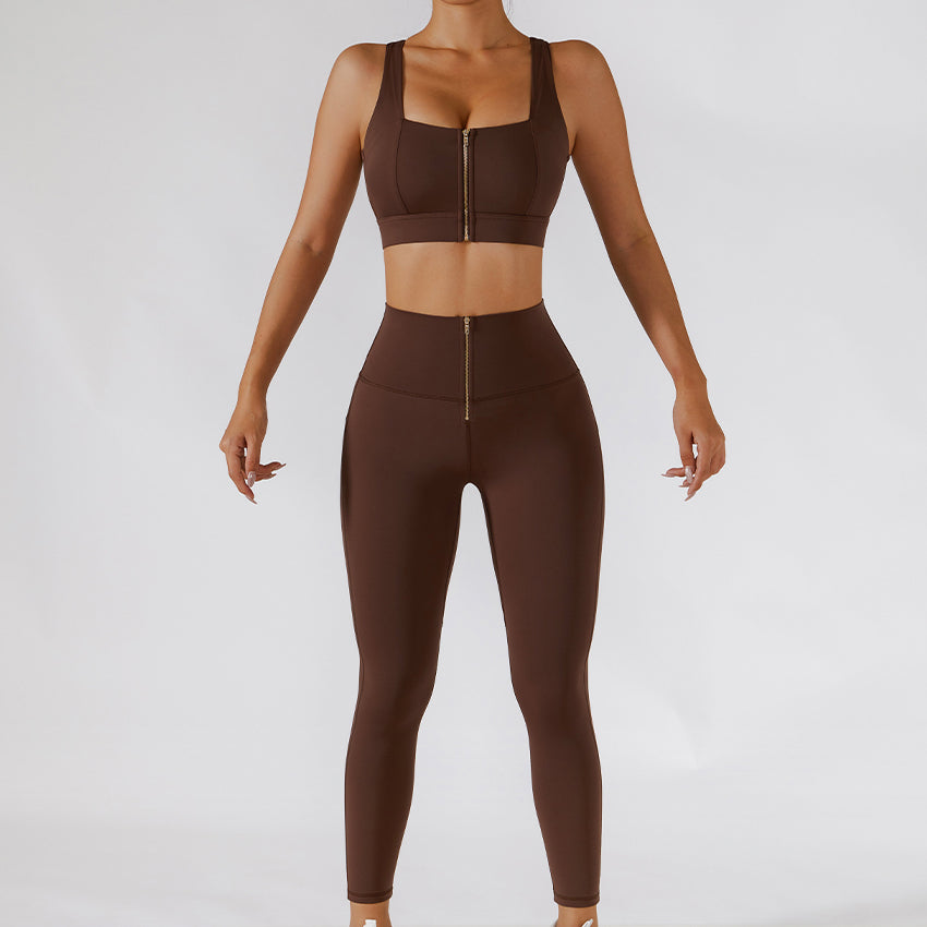 Women’s Ribbed One-Shoulder Yoga Set – Backless Sports Bra & Yoga Pants-6