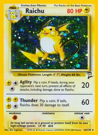 Raichu 16/130 - Base Set 2 Holofoil-1