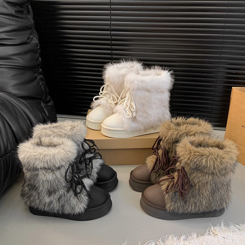 Women’s Fleece-Lined Snow Boots – Warm Height-Increasing Winter Boots with Thick Sole-1