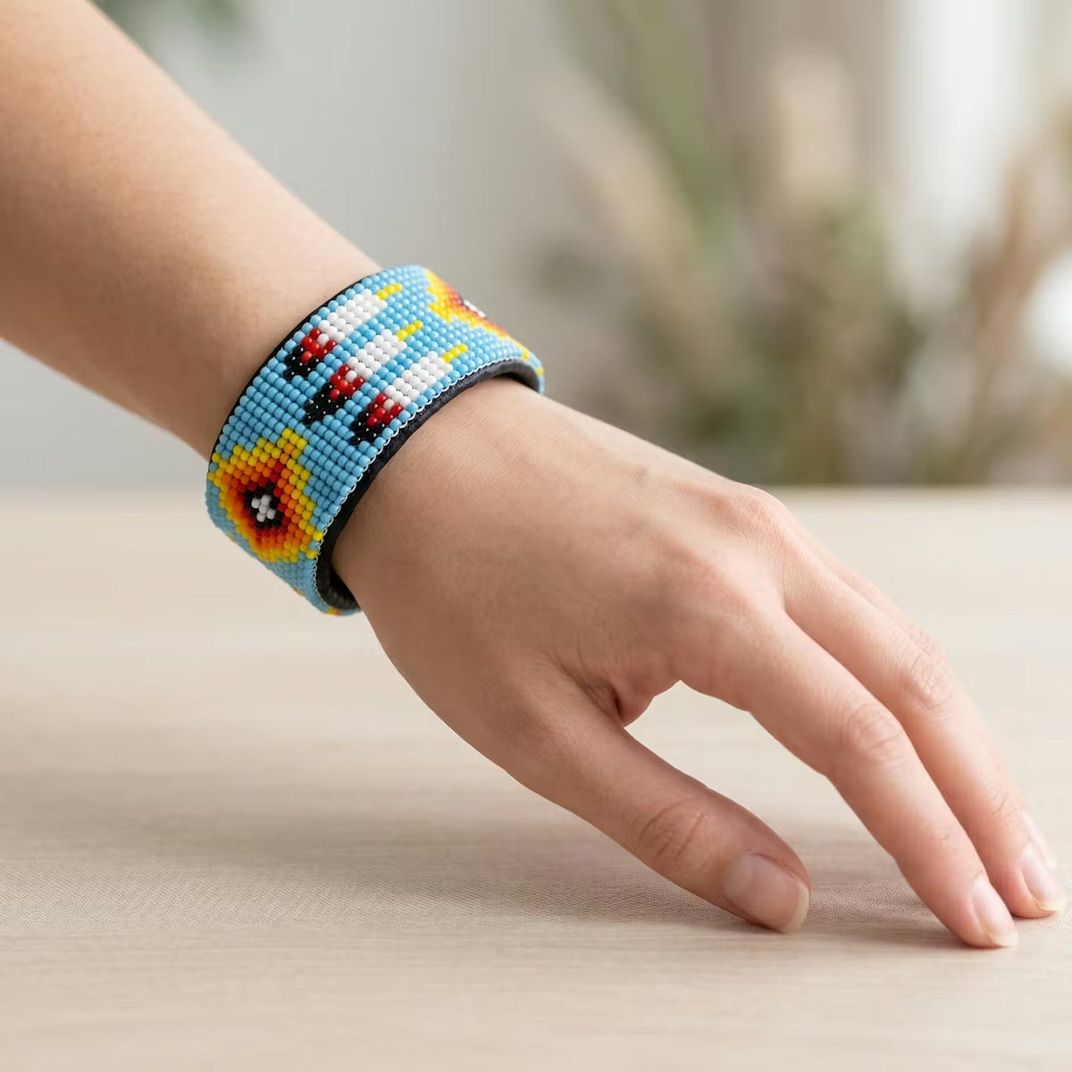 Beaded Cuff Bracelet(Blue)-3