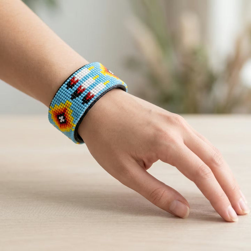 Beaded Cuff Bracelet(Blue)-3