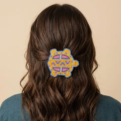 Beaded turtle Barrette Yellow accent-4