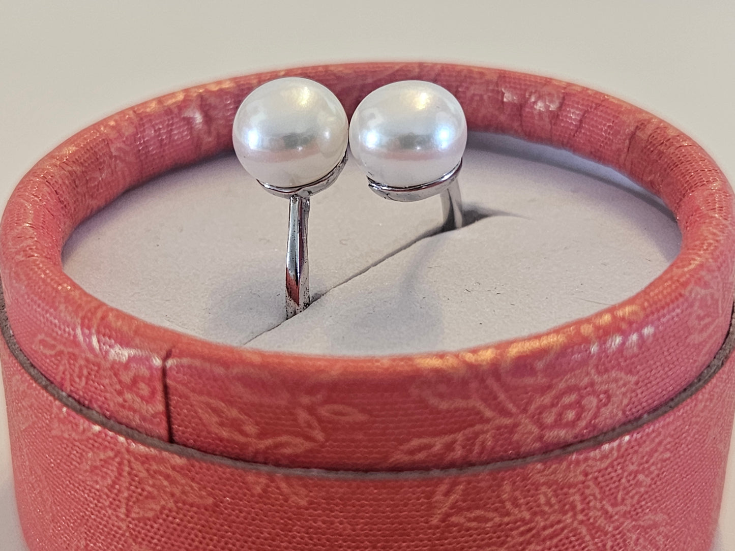925 Sterling Silver Toi et Moi Double Freshwater Pearl Open Ring