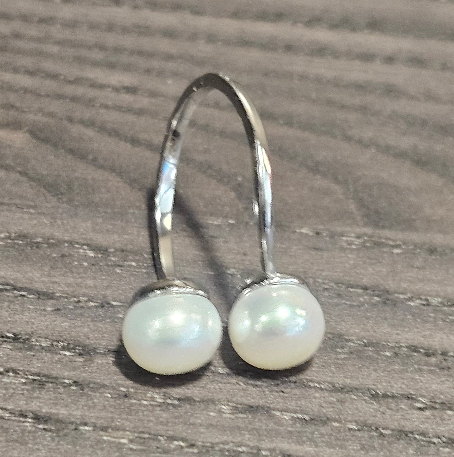 925 Sterling Silver Toi et Moi Double Freshwater Pearl Open Ring