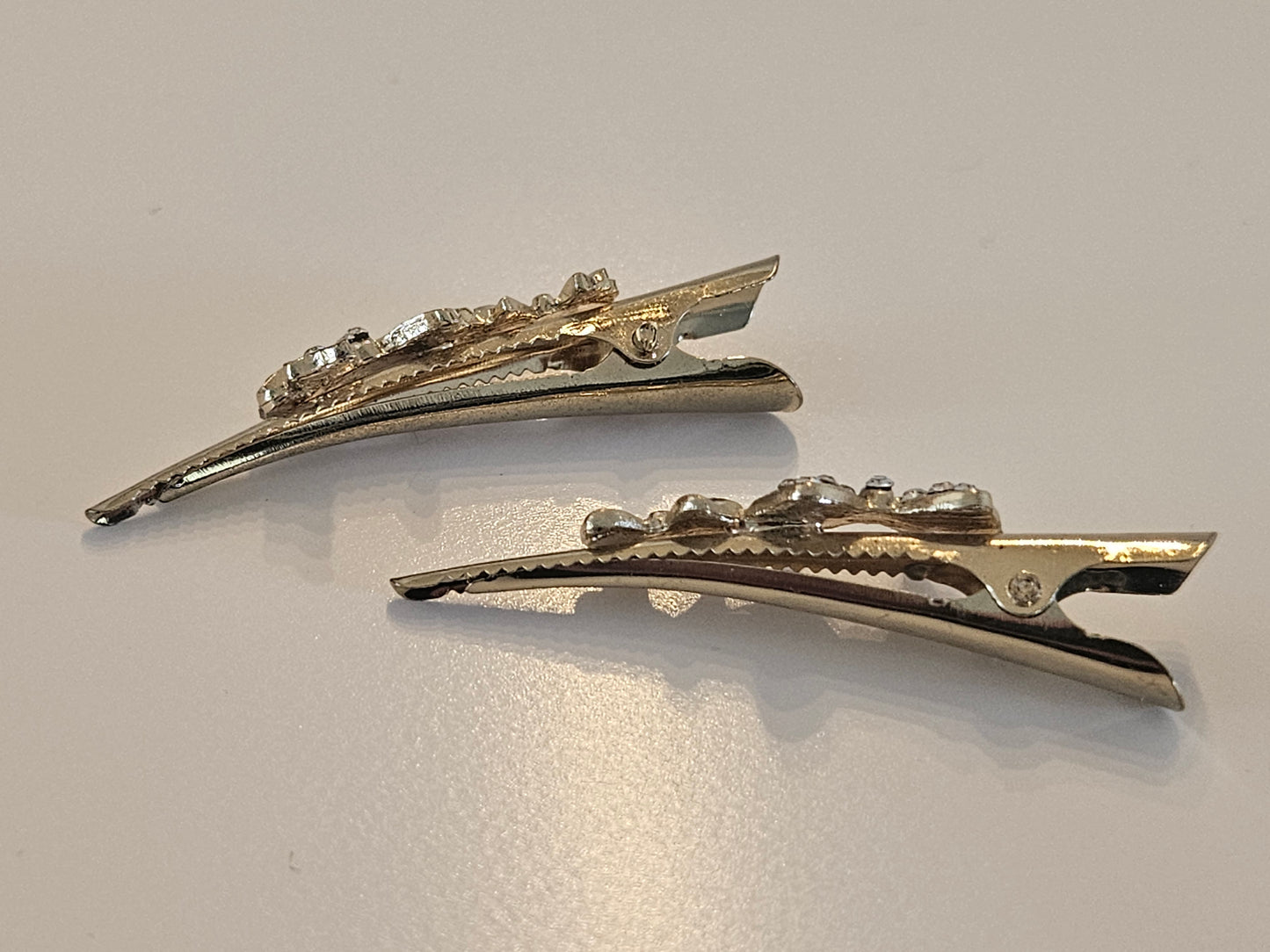 Pair of Gold-Tone Metal Alligator Hair Clips