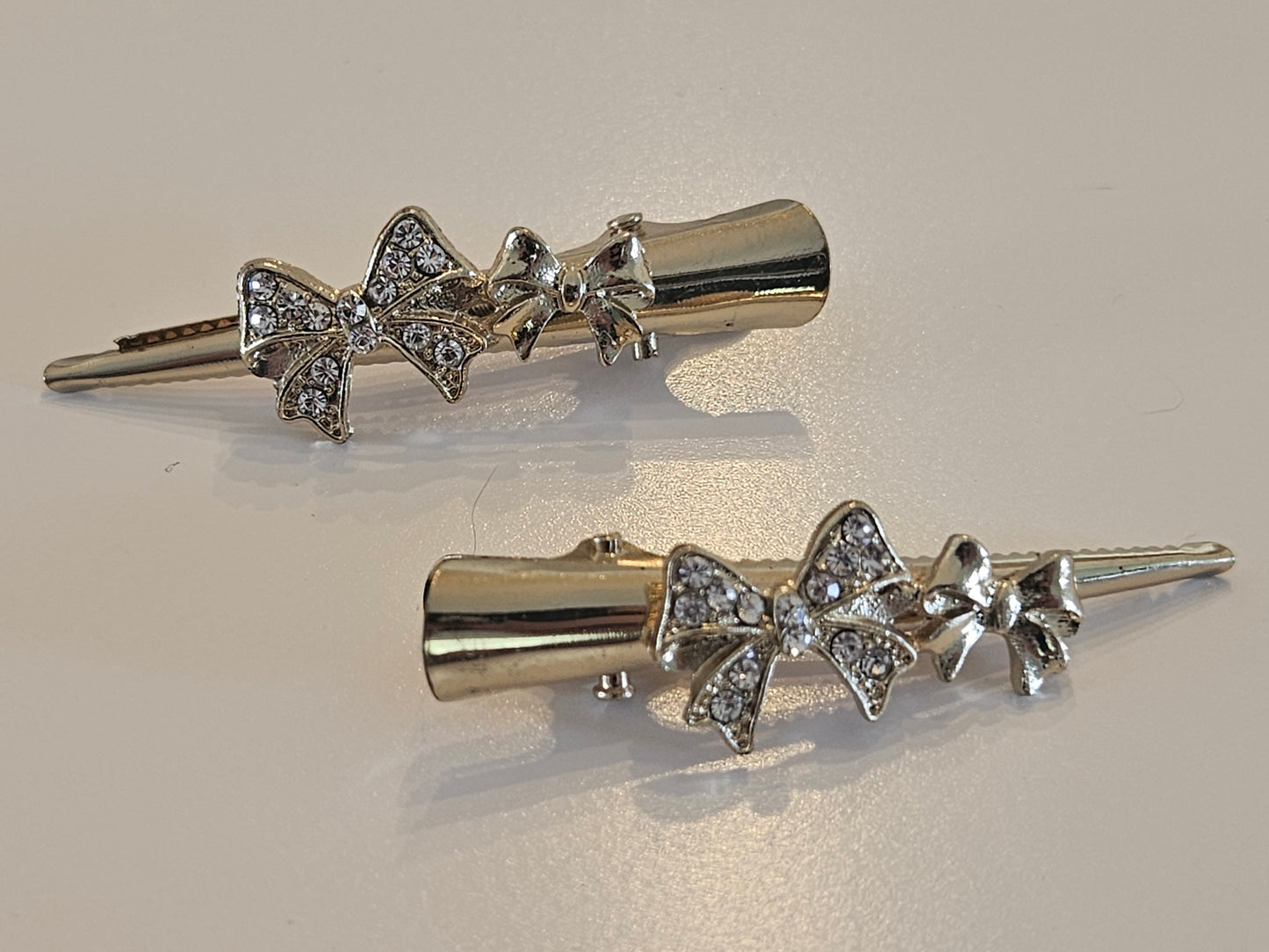 Pair of Gold-Tone Metal Alligator Hair Clips