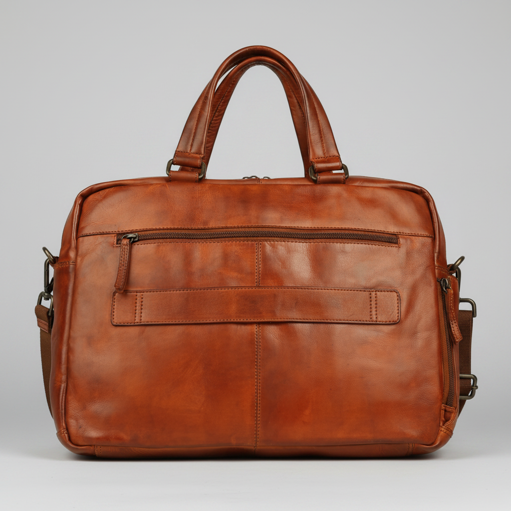MET Premium Leather Laptop Messenger Bag. Professional Dual-Pocket Executive Briefcase-2