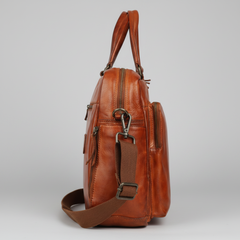 MET Premium Leather Laptop Messenger Bag. Professional Dual-Pocket Executive Briefcase-3