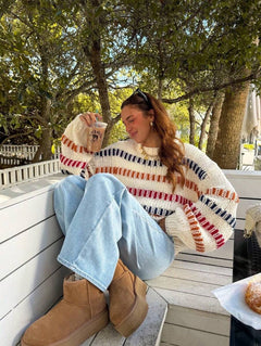 Women’s Retro Loose-Fit Batwing Sleeve Sweater – Casual Oversized Knit Pullover-7