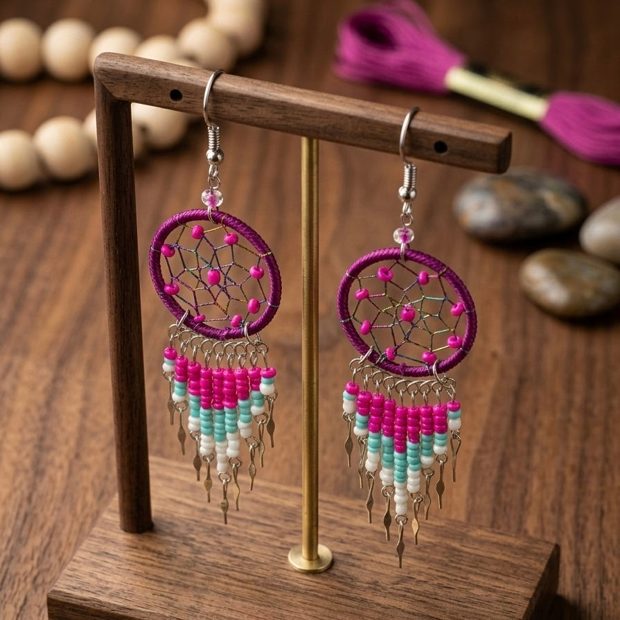 Magenta /celeste Dreamcatcher Dangles-2