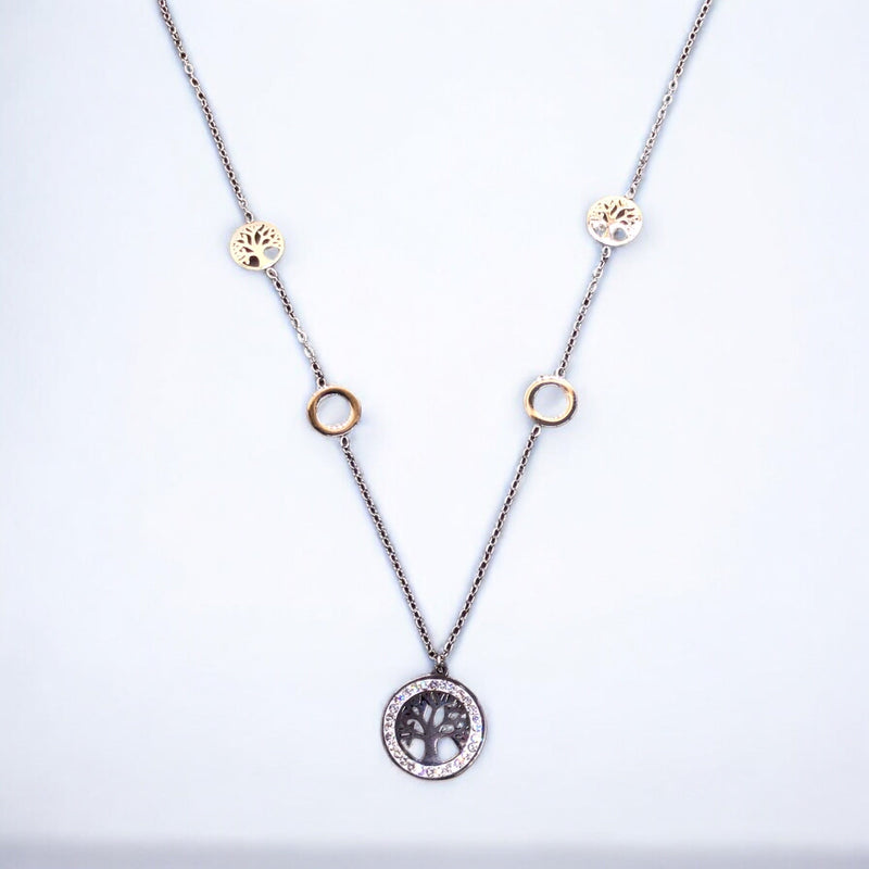 Tree of Life Stainless Steel Necklace Pendants With Long Chain-2