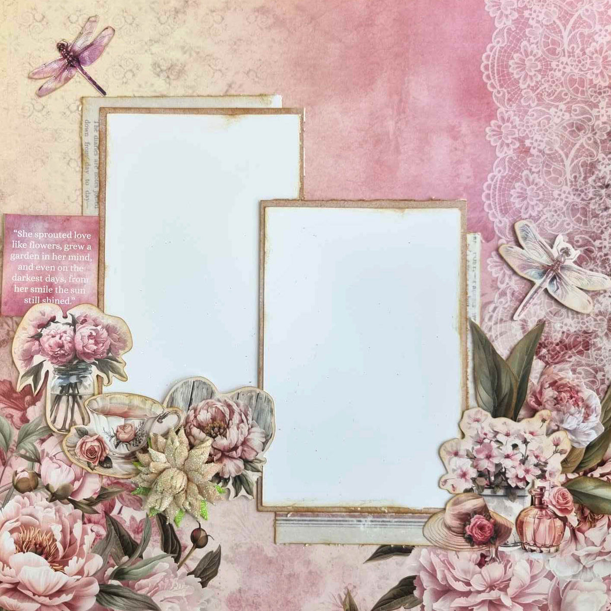 3Quarter Designs Blossoming Peonies 12x12 Design Paper & Diecuts Set-10