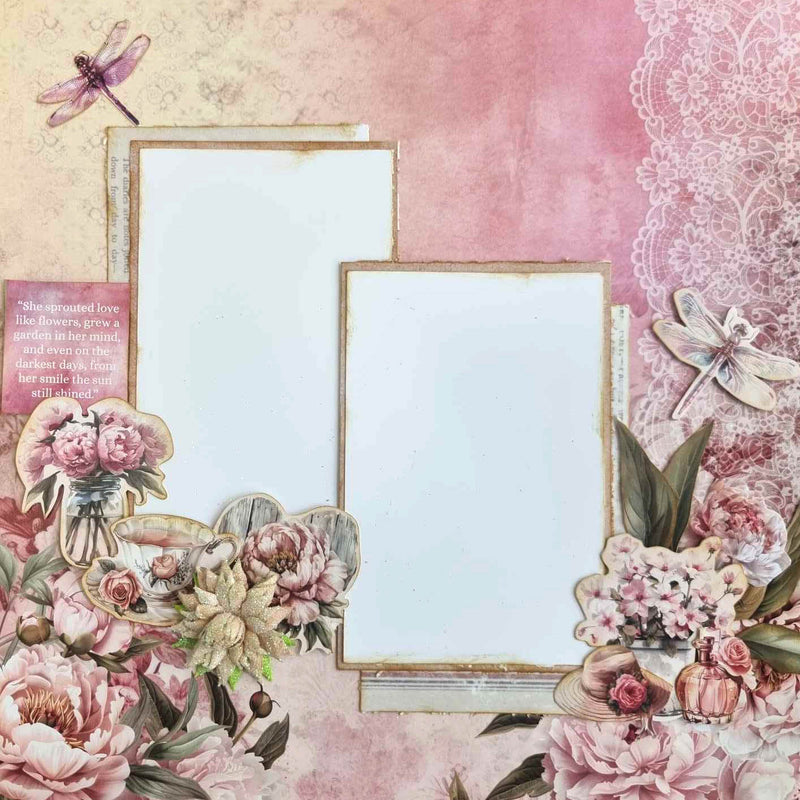 3Quarter Designs Blossoming Peonies 12x12 Design Paper & Diecuts Set-10