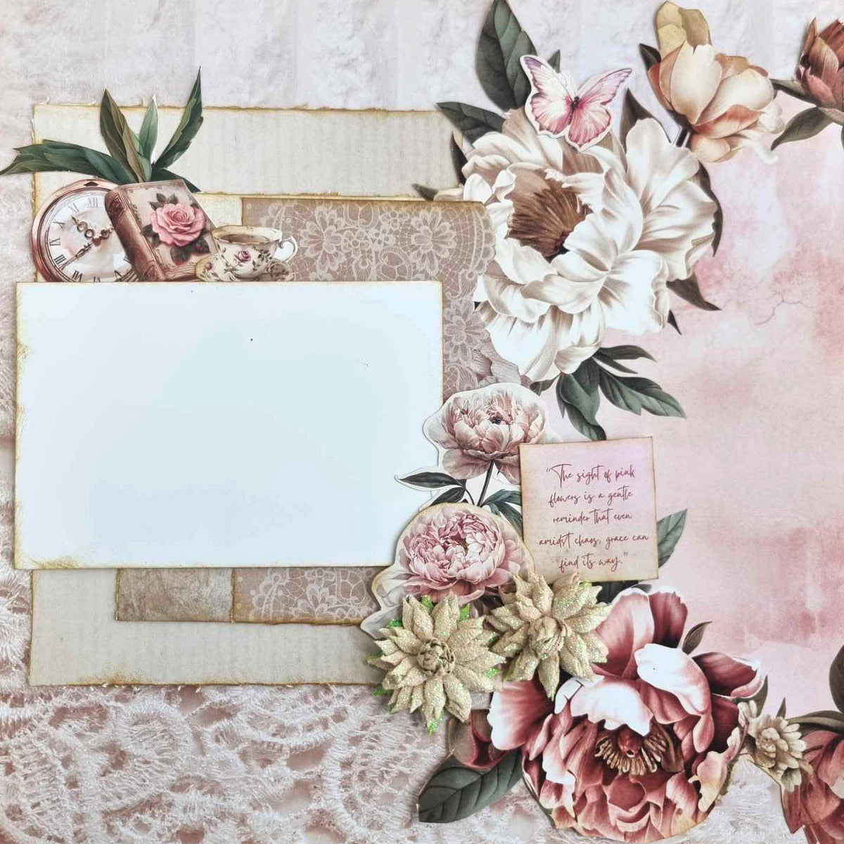 3Quarter Designs Blossoming Peonies 12x12 Design Paper & Diecuts Set-12