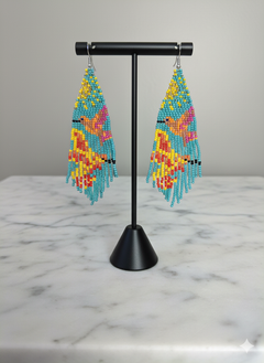 Turquoise Sky Dancer Beaded Earrings-3