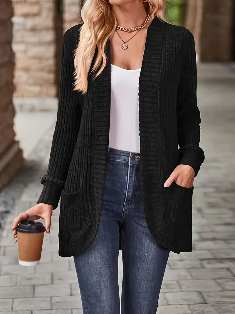 Women’s Relaxed-Fit Mid-Length Winter Coat with Pockets – Casual Autumn Outerwear Jacket-9