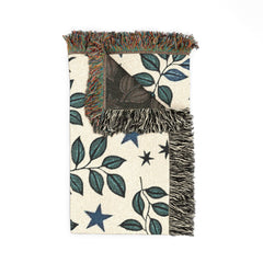 Botanical Star Woven Blanket — Reversible Leaf & Star Pattern Throw-8