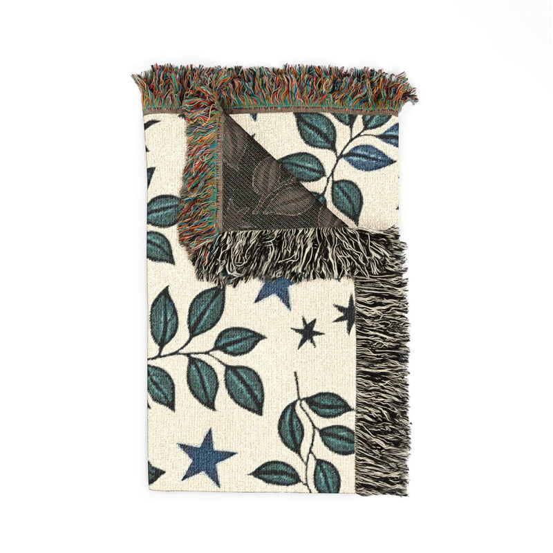 Botanical Star Woven Blanket — Reversible Leaf & Star Pattern Throw-8